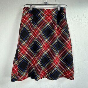 L.L. Bean Womans Tartan Plaid Wool Blend Skirt Size 8P Red Retro School Prep Y2K